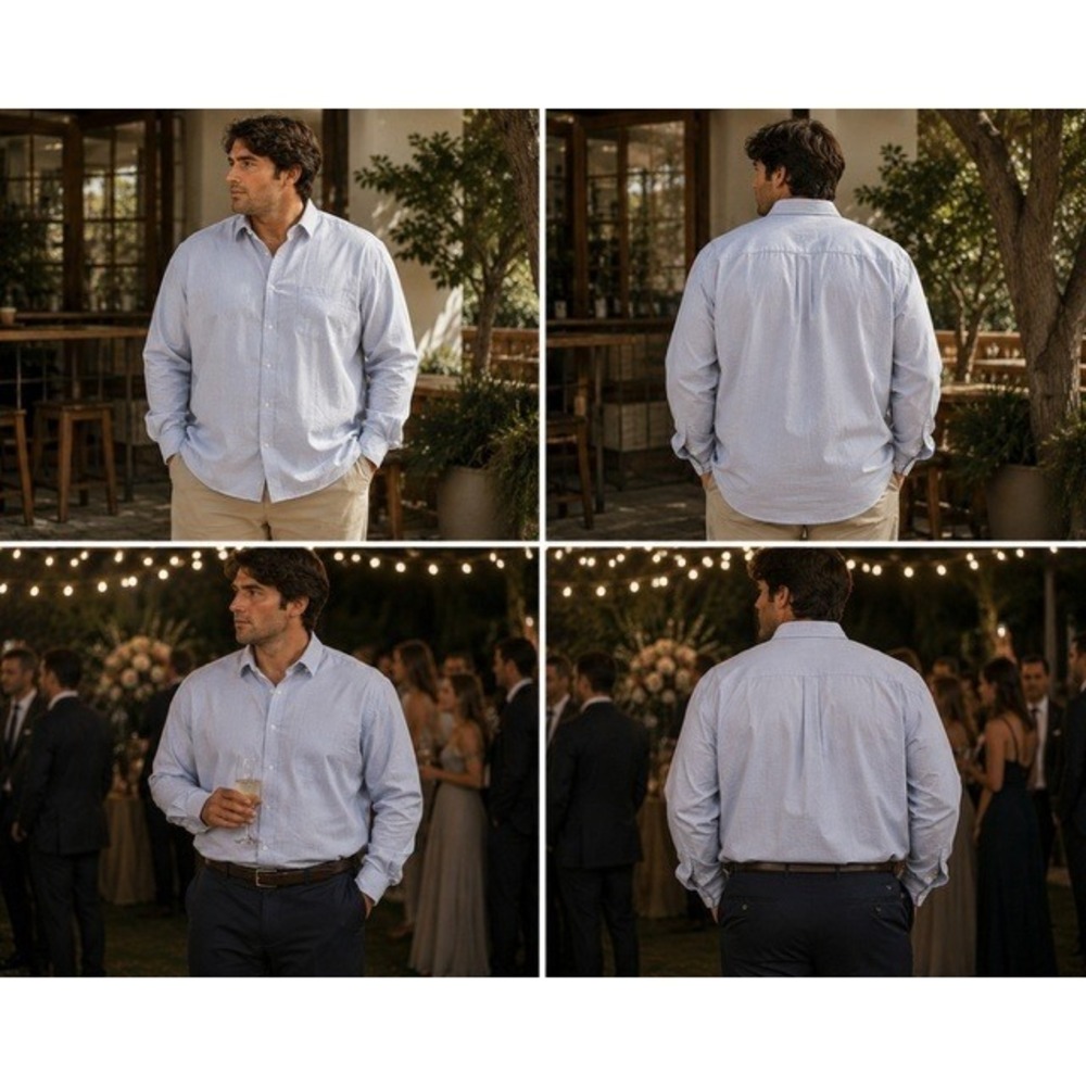 Jules Mens XXL Fitted Easy Iron Button Down Shirt Light Blue Micro Pattern NEW